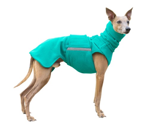 GREYHOUND/WHIPPET FLEECE DOG COAT WITH NECK WARMER / MADE TO ORDER